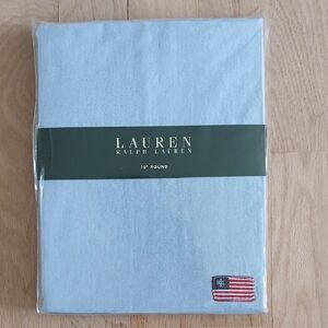 Lauren Ralph Lauren Lt Blue Chino Flag 70" Round Tablecloth 100% Cotton NIP